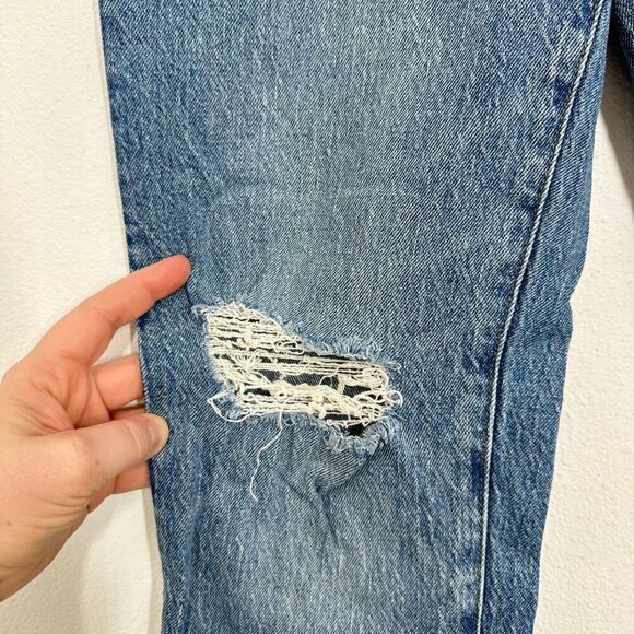 Madewell Size 27 The Mid-Rise Perfect Vintage Jean Medium Wash Distressed Casual - Picture 6 of 9